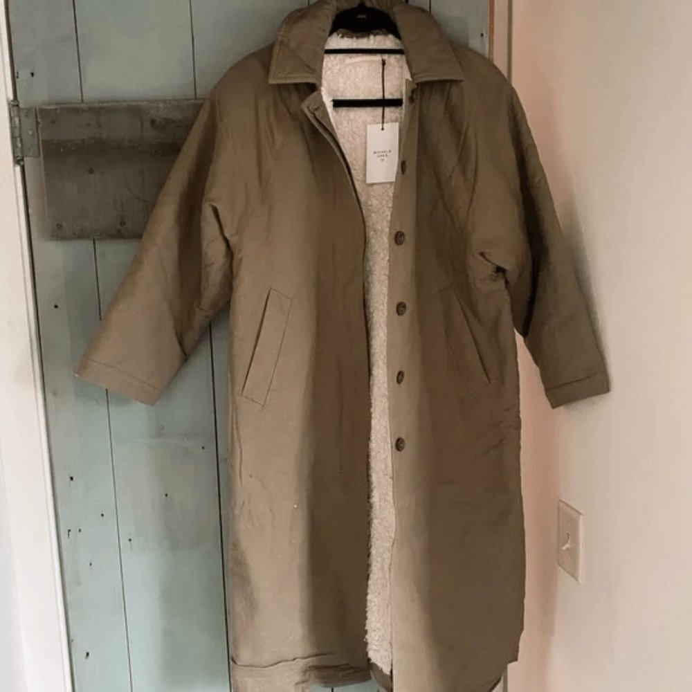 Micaela Greg Sherpa Lined Linen Trench NWT